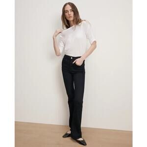 Veronica Beard Waldorf Ruched-Sleeve T-Shirt Half-Sleeve Top Blouse White XL
